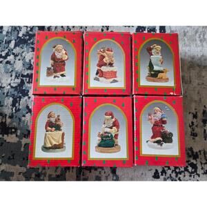 Vintage 1992 Brinn's Santa Collectible Figurines - Full Set of‎ 6